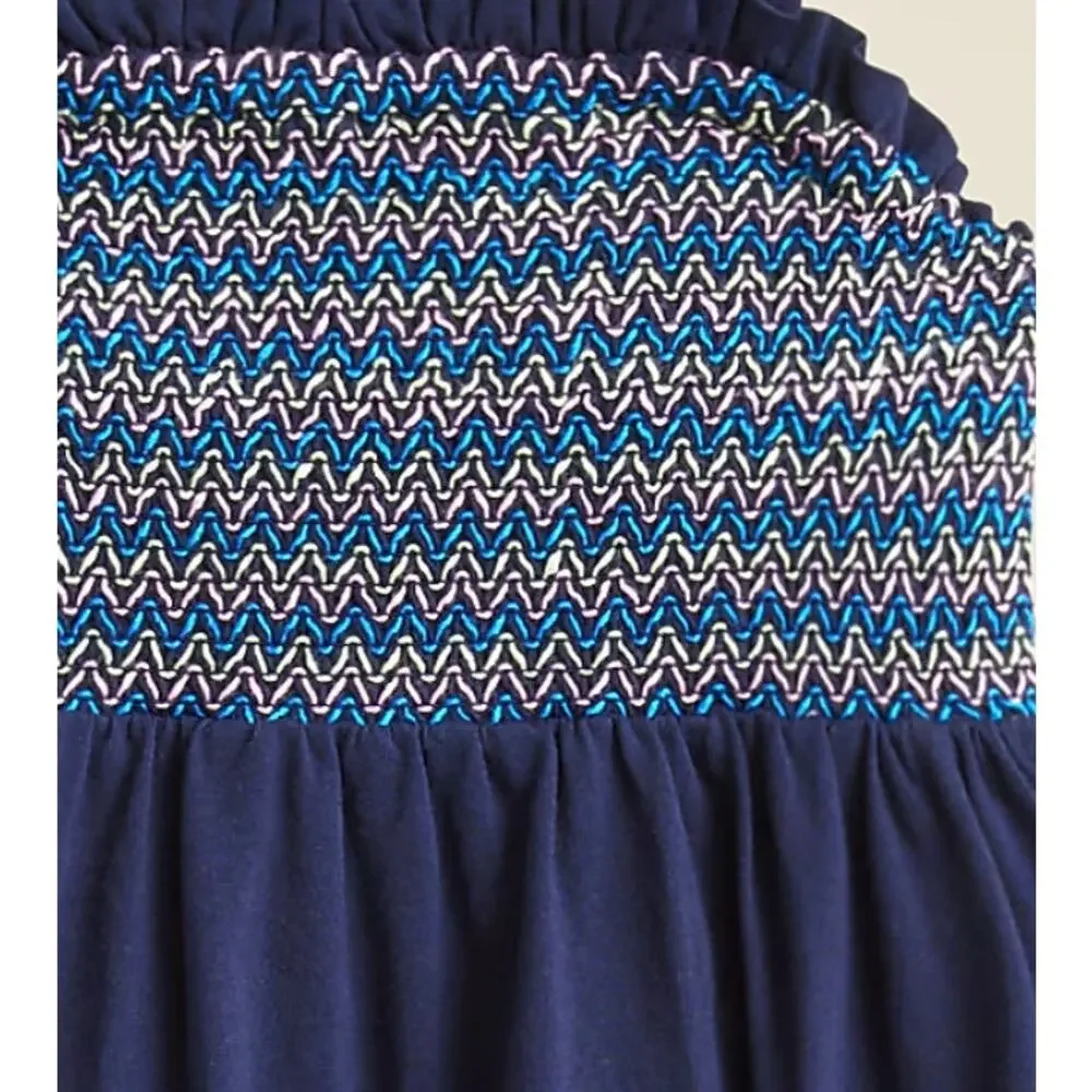J Crew crewcuts Girls Sparkler Dress 14 NWT Navy Blue Smocked CK211 J.Crew